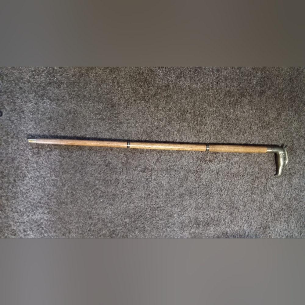 Vintage Brass Bird Head Handle Walking Stick With Hidden Compartment